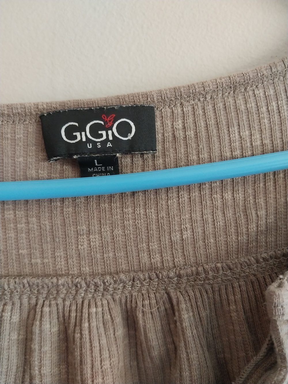 G.G.O. Taupe Ribbed Henley Blouse - Picture 3 of 3